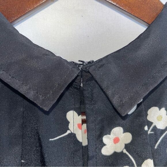 Women's BCBGeneration Black Floral Collared Short Sleeve Dress - Picture 9 of 9